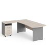 Rohové pracovné miesto Manager 200 x 160 cm, ľavé, agát svetlý / sivá