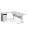 Rohové pracovné miesto Manager 180 x 160 cm, ľavé, agát svetlý / sivá