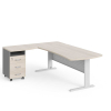 Rohové pracovné miesto Manager 200 x 160 cm, ľavé, agát svetlý / sivá