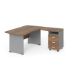 Rohové pracovné miesto Manager 160 x 160 cm, pravé, orech warmia / sivá