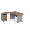 Rohové pracovné miesto Manager 160 x 160 cm, ľavé, orech warmia / sivá