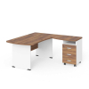 Rohové pracovné miesto Manager 160 x 160 cm, pravé, orech warmia / biela