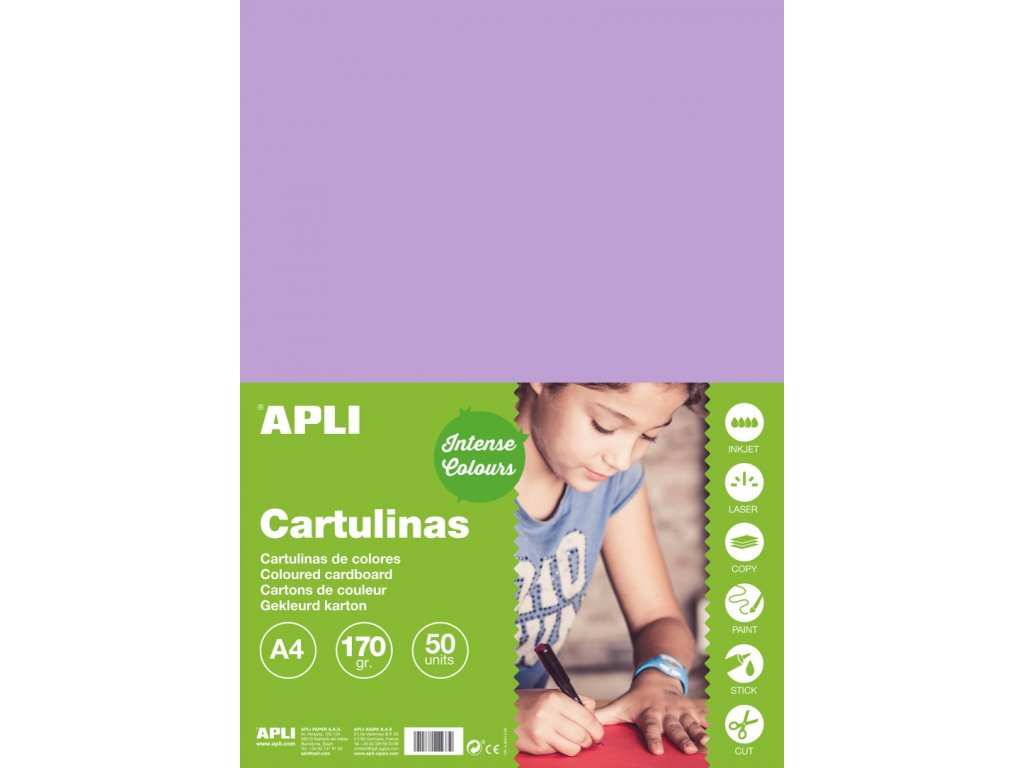 APLI farebný papier, A4, 170 g, svetlofialový