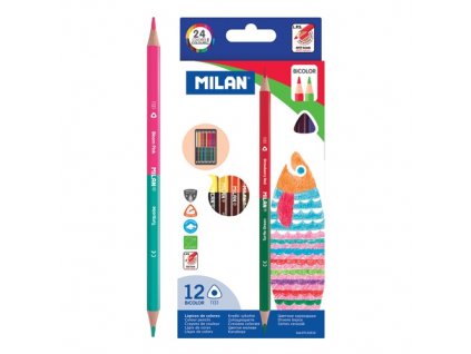 Pastelky MILAN trojhranné obojstranné 12 ks / 24 farieb