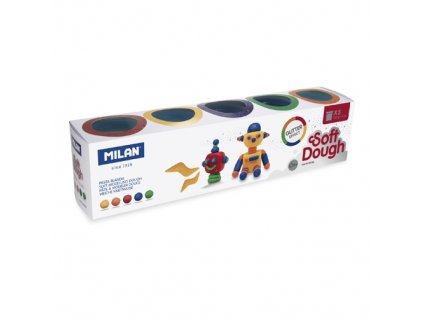 Plastelína MILAN Soft Dough glitrové farby - sada 5 ks