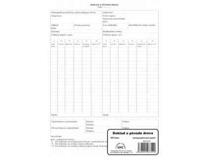 Doklad o pôvode dreva A4 - samoprepis