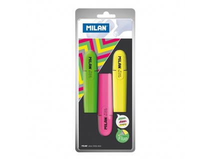 Zvýrazňovač MILAN Fluo Marker - sada 3 ks