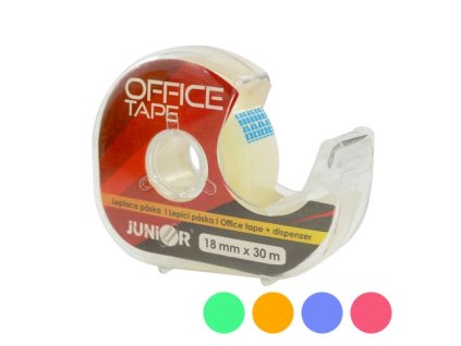 Lepiaca páska JUNIOR s dispenzorom 18 mm x 30 m, mix 5 farieb