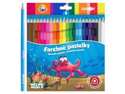 Pastelky JUNIOR Ocean World trojhranné - sada 24 ks