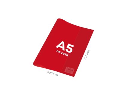 Obal na zošit A5 PVC 306x217 mm - transparentný/červený