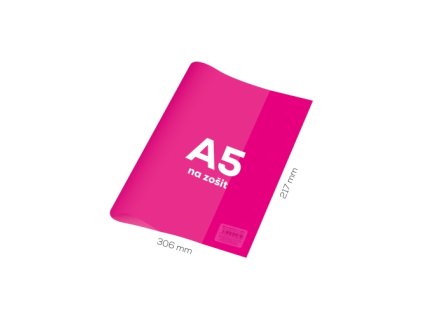 Obal na zošit A5 PVC 306x217 mm Neon Color - transparentný/ružov
