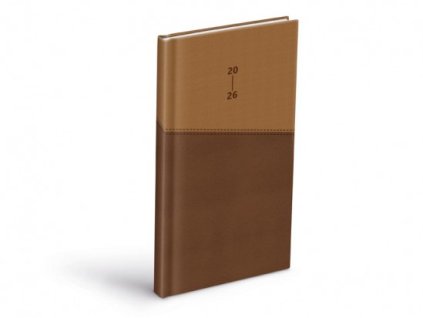 Diár 2026 T806 PU dark brown/beige 90x170mm