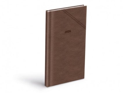 Diár 2026 T806 PU dark brown 90x170mm