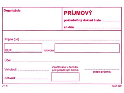 Príjmový pokl. doklad bez DPH samoprep.