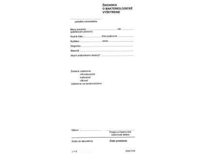 255100 ziadanka o bakteriologicke vysetrenie 210x100 mm