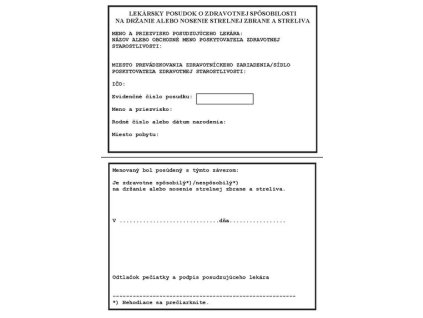 255703 lekarsky posudok drzitela strelnej zbrane karticka
