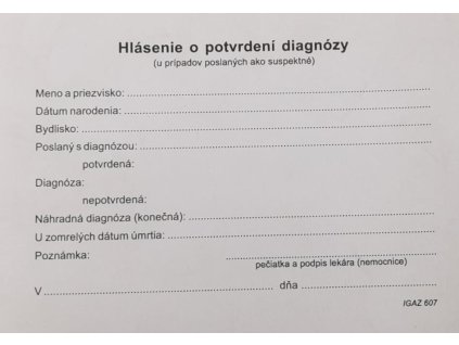255925 hlasenie o potvrdenie diagnozy a6 karta