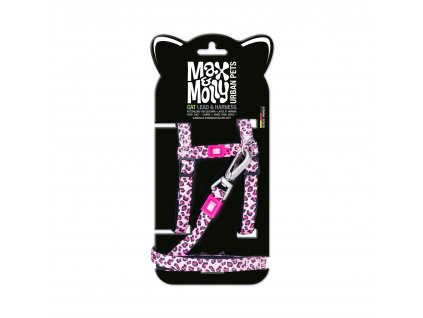 Set pro kočky Max & Molly postroj a vodítko - Leopard Pink