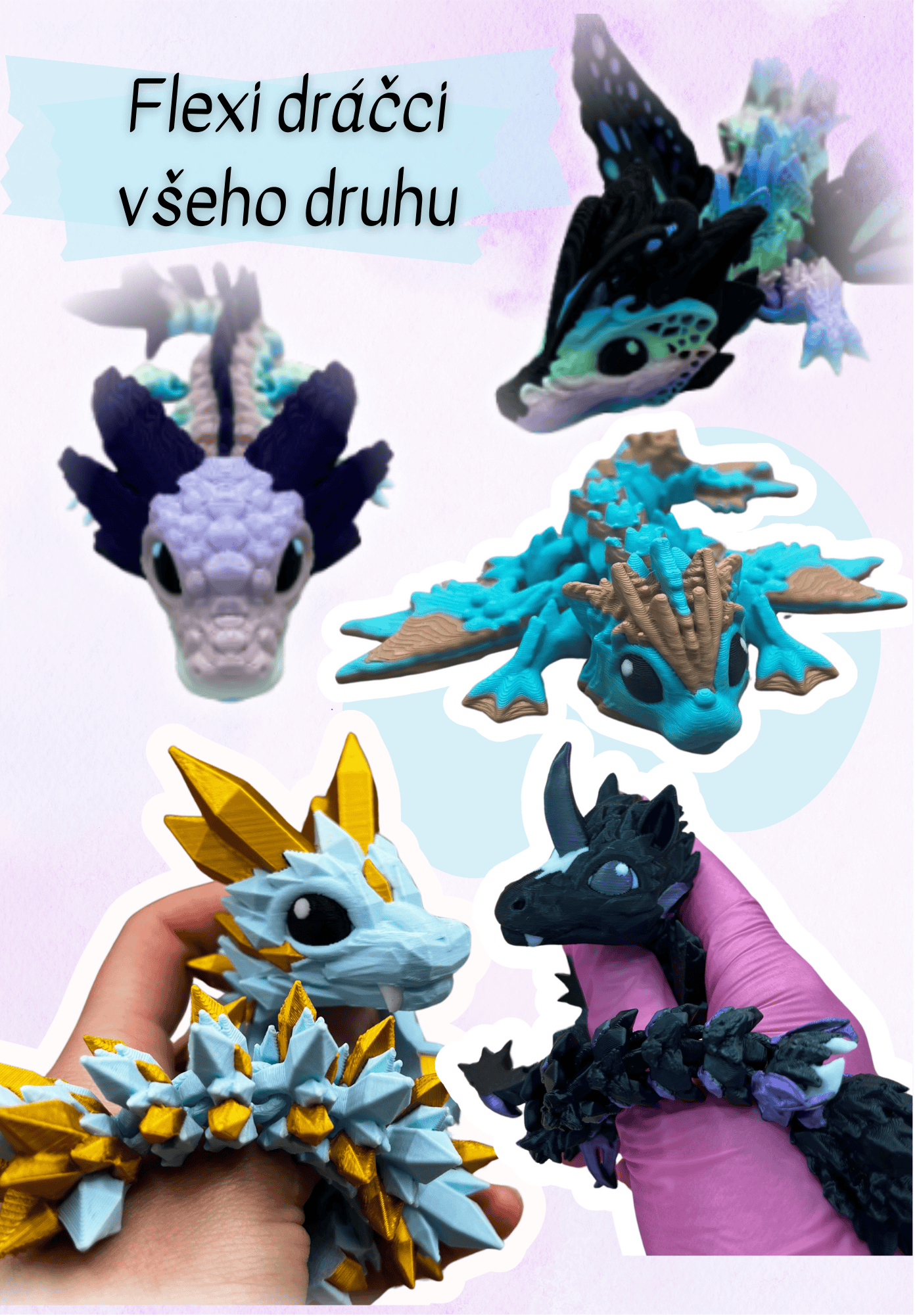3D tištěný flexi drak – fantasy dekorace