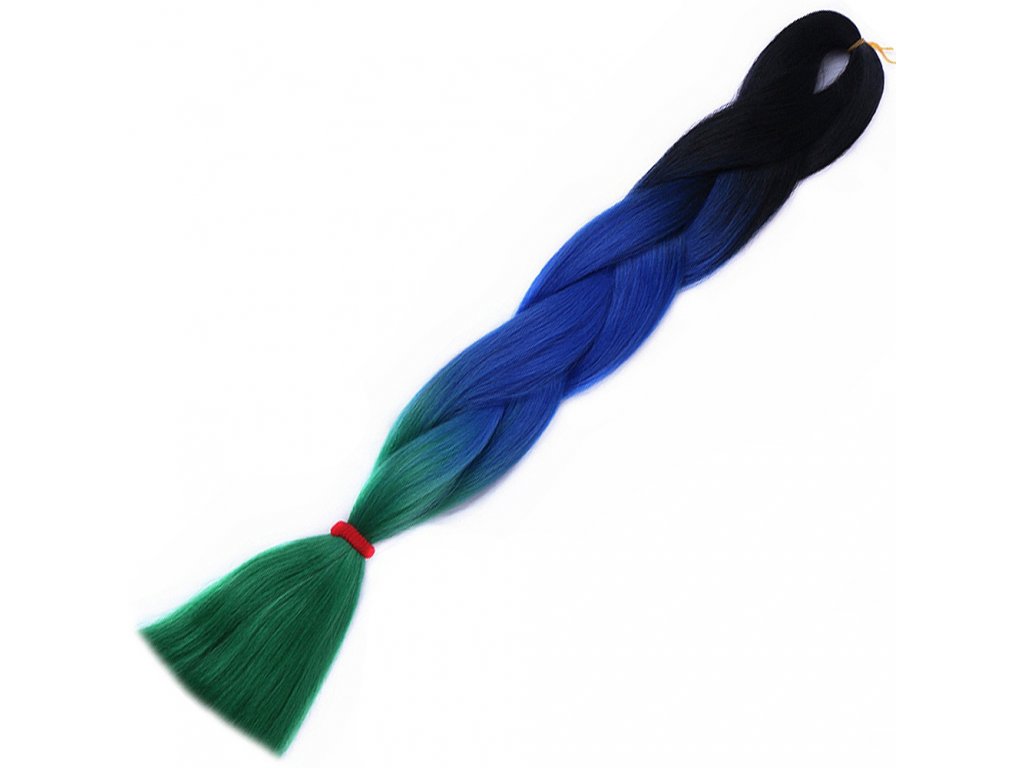 6496 1 ombre jumbo braid kanekalon h3 7 cerna modra zelena