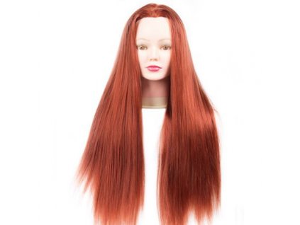 13775 cvicna hlava umele vlasy 60cm mahagonove