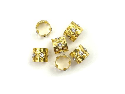 28815 koralky s upr prumerem zlate s kaminkem otvor 10mm d 8mm 6ks