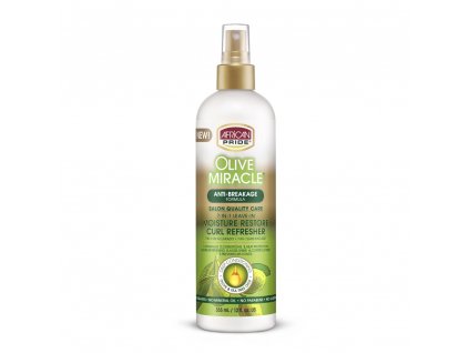 22734 african pride olive miracle 7 in 1 leave in moisture restore curl refresher anti breakage 355ml