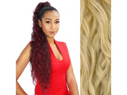 Wavy ponytail with a velcro - 90cm, WRMA, Tan-Blonde