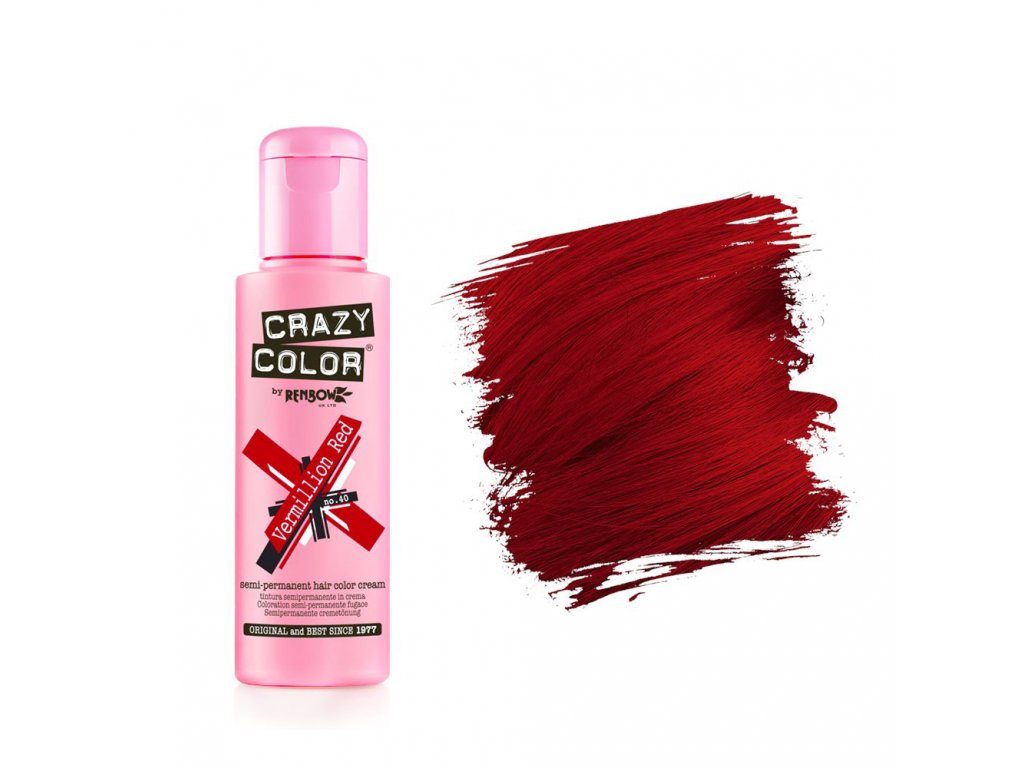 Opaque nedadgående accelerator Crazy Color hair dye - Vermillion Red - Kanekalon-STORE.cz