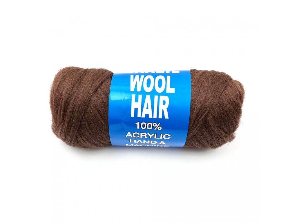 100% Akryl Brazil Wool Hair Hnědá