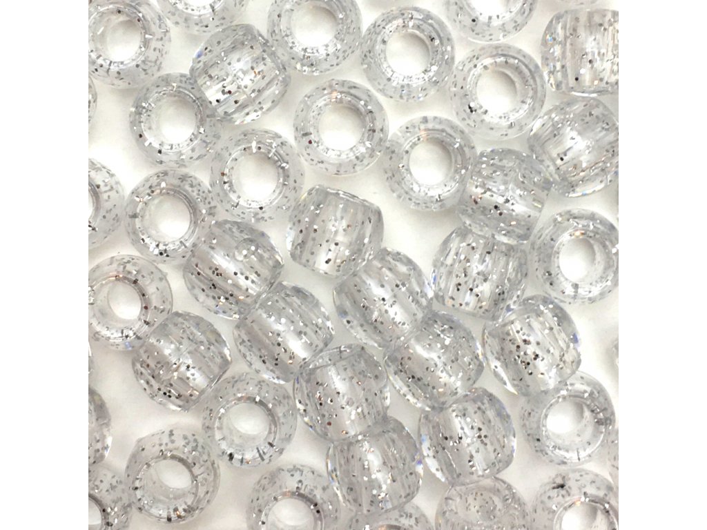 Decorative beads - transparent silver, 55pcs
