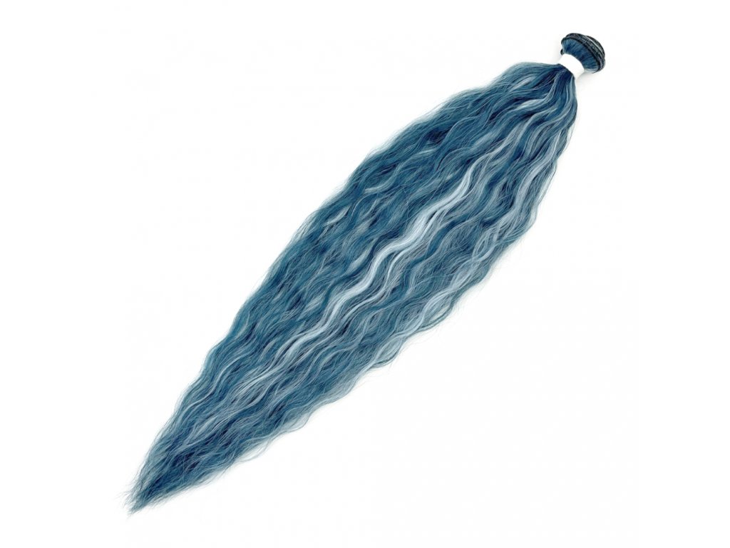 Umělé vlasy na třásni zvlněné 60cm 100gr PMW-IceBlue
