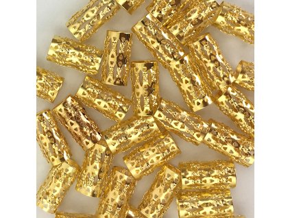 Korálky s upravitelným průměrem zlaté otvor 8mm délka 15mm 32ks