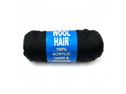 100% Akryl Brazil Wool Hair Černá