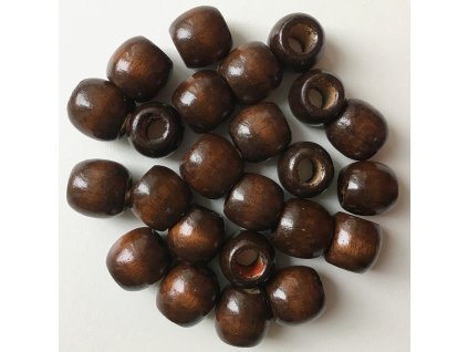 Wooden beads - medium brown, large, 24pcs