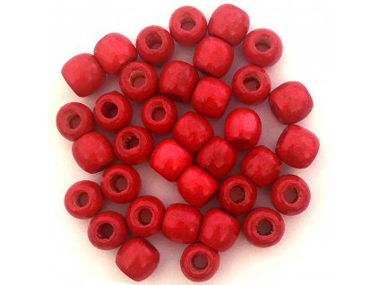 Wooden beads - red, large, 24pcs