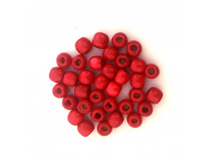 Wooden beads - red, small, 35pcs
