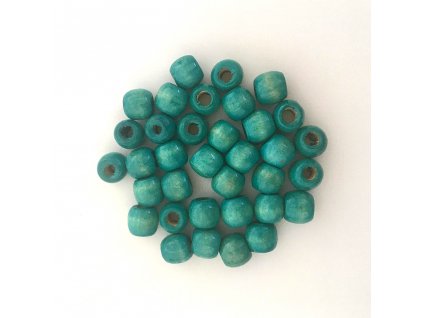 Wooden beads - turquoise, small, 35pcs