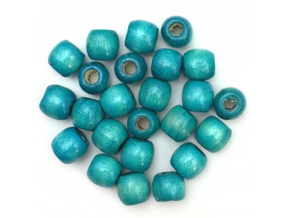 Wooden beads - turquoise, large, 24pcs