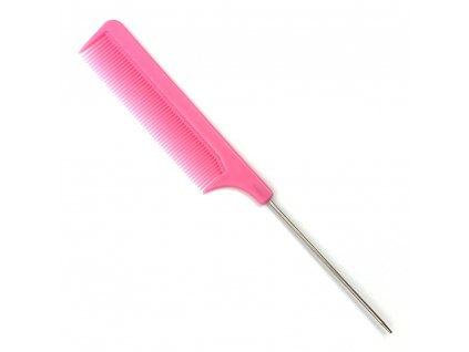 Plastic comb with a metal tip - Pink