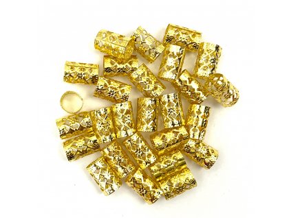 Korálky s upravitelným průměrem zlaté otvor 10mm  délka 15mm 27ks