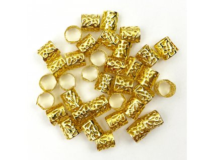 Korálky s upravitelným průměrem zlaté otvor 10mm délka 12mm 34ks