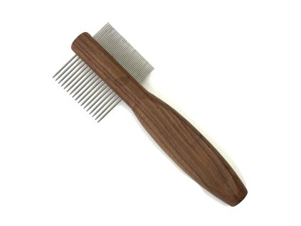 Double-sided comb with wooden handle for backcombing