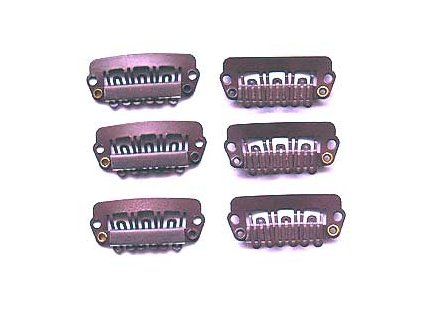 Comb clip for the Clip in method - 5 pcs, 3 cm, Dark brown