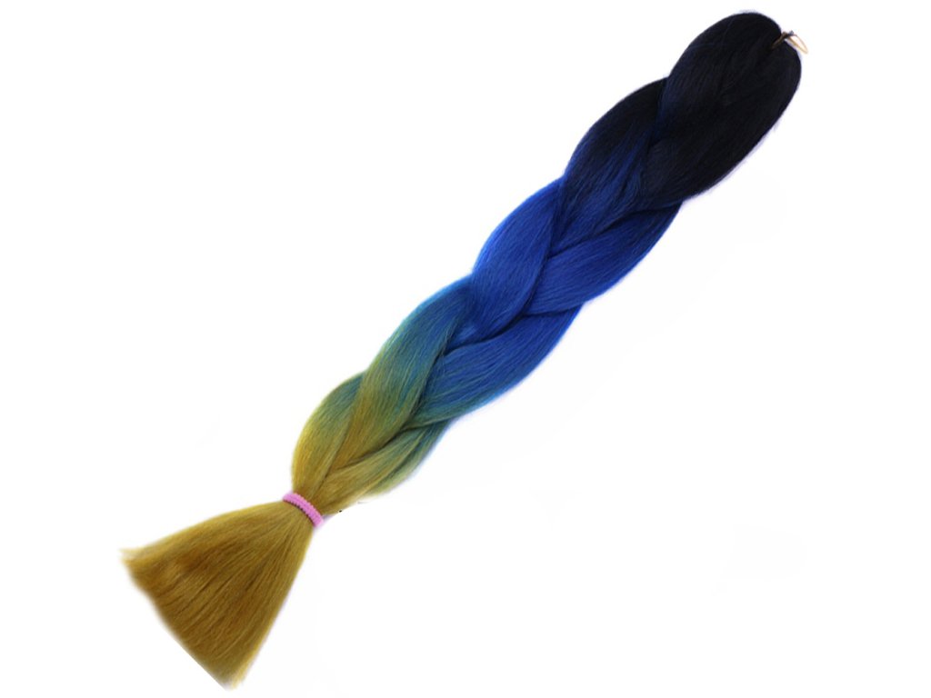 12679 1 ombre jumbo braid kanekalon h3 5 cerna modra tmave zluta