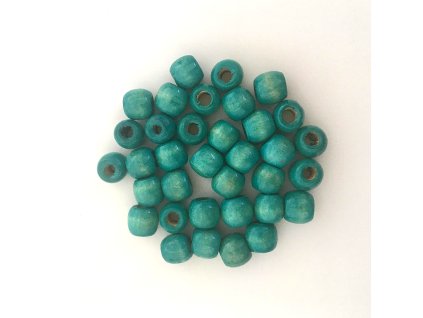 15161 koralky na copanky a dready drevene tyrkysove male 35ks