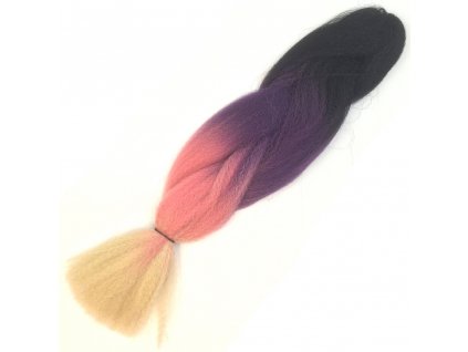 17075 ombre 100 jumbo braid kanekalon cerna fialova ruzova plava