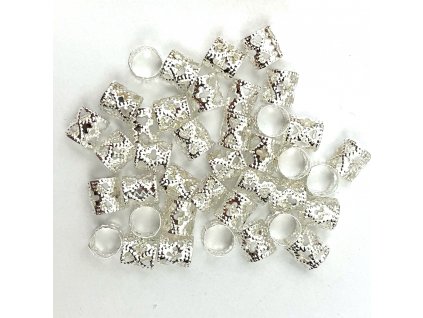 26884 koralky s upravitelnym prumerem stribrne otvor 10mm delka 10mm 39ks