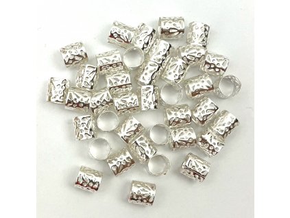26887 1 koralky s upravitelnym prumerem stribrne otvor 10mm delka 10mm 38ks