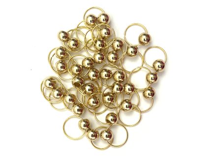 28785 krouzky do copanku a ucesu zlate s koralkem 14mm 10ks